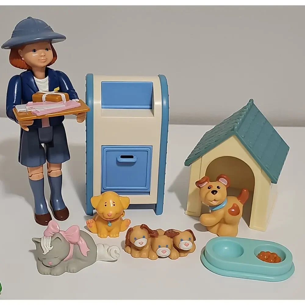 Vintage Fisher Price 90s Loving Family Doll House Furniture Pool Van Dog Cat